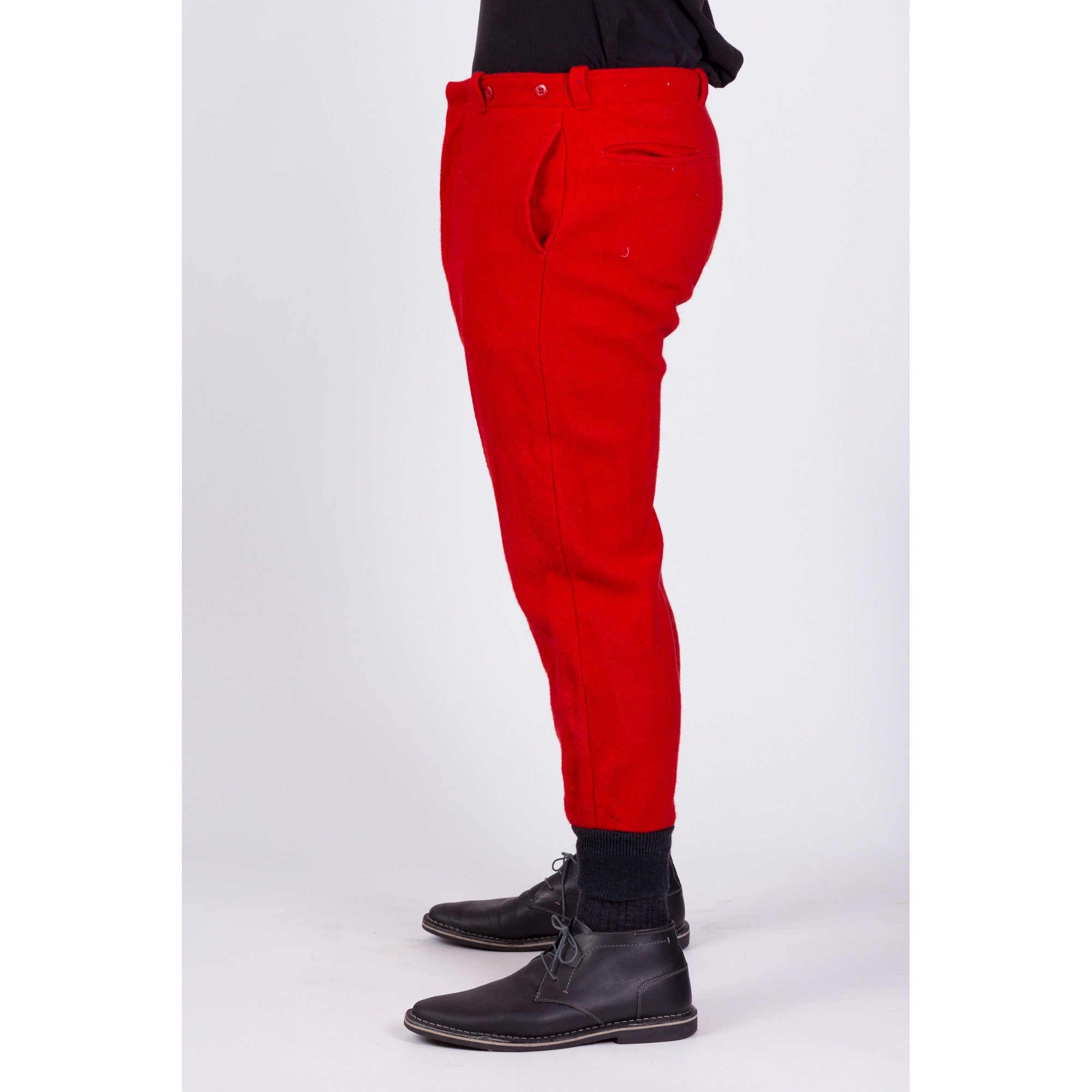 Men's Fashion Plaid Pants Red and Black - Etsy